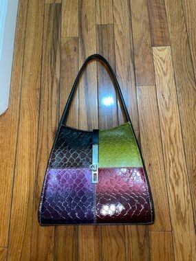 Patchwork Patent Leather Shoulder Bag